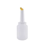 image of CAC China PRBT-2YL Pour Bottle, 5" Tall, 2 Quart (64 oz) Capacity, Yellow Color, Spout & Lid