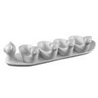 image of CAC China PTA-4-S Gourmet Porcelain Bowl Set, 4 Animal‑Shaped 3.5 oz Dishes (5"×2¼"×2¾") + 13¾"×4"×3" Oblong Tray, Super White, Dishwasher/Oven/Microwave Safe - Set