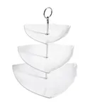 image of CAC China PTE-T3 3‑Tier Porcelain Serving Tray, 11‑3/4" Base, Super White, Dishwasher Safe - Set