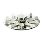image of CAC China PTP-21-SL Tasting Spoon Set, 10 Silver-Plated 4"x1.5" Spoons, 7oz Bowl, 12" Tray - Set