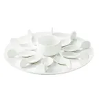 image of CAC China PTP-21-W Tasting Spoon Set, 10 Black/Cherry Spoons 4", 7oz Bowl, 12.25" Tray - Set