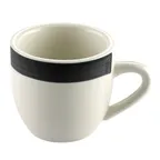 image of CAC China R-35-BLK - Rainbow A.D. Cup, 3.5 oz, 2.5" Dia x 2.5" H, Black/White Ceramic, Safe - 1 Dozen