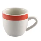 image of CAC China R-35-R Rainbow A.D Cup, 3.5 Oz (2.5" Dia x 2.5" H) Ceramic, Red/White, Safe - 1 Dozen