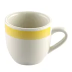 image of CAC China R-35-Y A.D Cup, 3.5 Oz (2.5" Dia x 2.5" H) Ceramic, Yellow/White, Microwave Safe - 1 Dozen