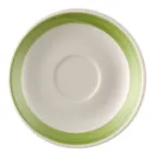 image of CAC China R-36-G Saucer, 4.5" Round Stoneware, Green/American White, Dishwasher Safe - 1 Dozen