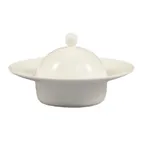 image of CAC China RCN-140 Pasta Bowl Set, 9.5 oz 7" Porcelain Bowl with 4" Cover, Bone White, Safe - Set