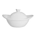 image of CAC China RCN-OB5 - 4.5 oz Oval Porcelain Bowl with Lid, 5" Oval, Oven Microwave Safe - 1 Dozen