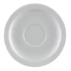 image of CAC China RCN-T36 Clinton Saucer, 4.75" Round Porcelain, White, Dishwasher Safe - 1 Dozen