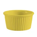 image of CAC China RKF-1-Y Ramekin Sauce Cup, 1 Oz (2‑¼" Dia x 1‑⅛" H), Fluted Ceramic Yellow - 1 Dozen