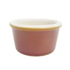 image of CAC China RKF-25-BWN - 2.5 oz Ramekin, 2-7/8" Dia x 1-1/2" H, Brown/White, Microwave Safe - 1 Dozen