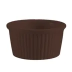 image of CAC China RKF-3-BWN - 3 oz 3" Dia x 1.5" Fluted Stoneware Ramekin Brown - 1 Dozen