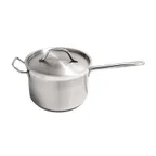 image of CAC China S3AP-10H Sauce Pan, 10 qt., 11" x 6-1/8", Stainless Steel, Induction Ready, Lid & Handle