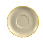 image of CAC China SC-2G Seville Saucer, 6" Dia x 3/4" H, Stoneware Ceramic, Gold Band White Finish - 1 Dozen