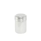 image of CAC China SDRG-10 Dredge Shaker, 10‑Ounce Stainless Steel, Perforated Top, Silver Lid, No Handle