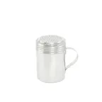 image of CAC China SDRG-10H Dredge, 10‑Ounce Stainless Steel Shaker with Handle, Silver Lid, Perforated Top