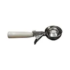 image of CAC China SICD-10IV Thumb Disher, #10, 3.2 oz., Stainless Steel Scoop, Ivory Handle