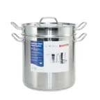 image of CAC China SPDB-16 Pasta Cooker, 16 Qt, 11" x 10-3/8" Induction Ready, Stainless Steel Bottom - Set
