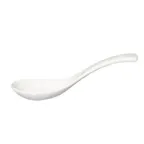 image of CAC China SPN-52 - White Porcelain Soup Spoon, 5" x 1-3/4", Dishwasher Safe - 1 Dozen