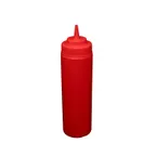 image of CAC China SQBT-W-24R - 24 oz Red Plastic Squeeze Bottle, Wide‑Mouth Open Tip, BPA‑Free, 6/Pack