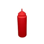 image of CAC China SQBT-W-32R - 32 oz Red Plastic Squeeze Bottle, Wide‑Mouth Open Tip, Leak‑Proof Cap, BPA‑Free, 6/Pack