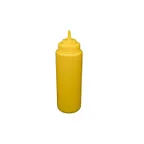 image of CAC China SQBT-W-32Y - 32 oz Yellow Plastic Squeeze Bottle, Wide‑Mouth Open Tip, 6/Pack