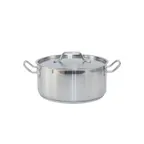 image of CAC China SSBZ-8 Brazier Pan, 8 qt 11" x 5-1/8" Stainless Steel, Induction Ready, With Lid - Set