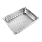 image of CAC China SSPH-25-2P Stainless Steel Steam Pan, 1/2-size, 2-1/2" deep, Perforated, Dishwasher Safe