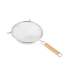image of CAC China SSTR-06S Mesh Strainer, 6-1/4" dia., Single Layer Stainless Steel Mesh, Wood Handle