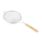 image of CAC China SSTR-10S Mesh Strainer, 10-1/4" dia., Single Layer Stainless Steel Mesh, Wood Handle