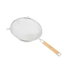 image of CAC China SSTR-11D Mesh Strainer, 11" Dia., Double Layer Stainless Steel Mesh, Wood Handle