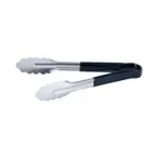image of CAC China STCH-10BK Utility Tongs, 10" Heavy-Duty Stainless Steel, Black Handle