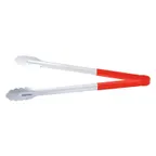 image of CAC China STCH-16RD Utility Tongs, 16" Heavy-Duty Stainless Steel with Red Handle