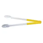 image of CAC China STCH-16YL Utility Tongs, 16" Heavy-Duty Stainless Steel, Yellow Handle