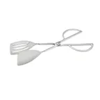 image of CAC China STG2-10U Scissor Tongs, 10" Long, Slotted & Solid Spatula, 18/8 Stainless Steel