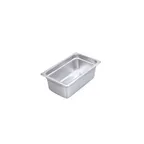 image of CAC China STPQ-22-4 Steel Steam Table Pan 1/4-Size 4" Deep 22 Gauge Anti-Jam Stacking Lug