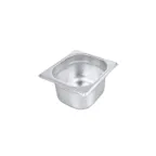 image of CAC China STPS-23-4 Stainless Steel Steam Table Pan, 1/6-size, 4" Deep, Anti-Jam, Stacking Lug, Dishwasher Safe