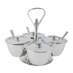 image of CAC China STSV-4 Tabletop Server Set, 4‑Compartment Stainless Steel Condiment Caddy Rack - Set