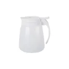 image of CAC China SYDP-32 Syrup Dispenser, 32 oz White Thumb Cap, Stainless Steel Lever, Plastic Top and Jar
