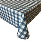 image of CAC China TCVG-52B Throw Table Cover, 52" x 52" Square Vinyl, Blue Gingham, Fannel Back