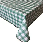 image of CAC China TCVG-52G Throw Table Cover, 52" x 52" Vinyl, Gingham Green, Water & Tear Resistant