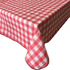 image of CAC China TCVG-52R Throw Table Cover, 52" x 52" Vinyl Red Gingham, Tear Resistant, Fannel Back