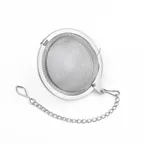 image of CAC China TEAB-2 Stainless Steel Tea Ball Infuser with 2" Hooked Chain, Smallwares Beverage Service