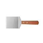 image of CAC China TNRW-BG44 Stainless Steel Burger Turner, 4" Blade, Wooden Handle