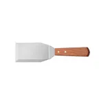 image of CAC China TNRW-BV53 Stainless Steel Turner, 5-1/8" Beveled Edge Blade, Wooden Handle, Utensil
