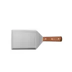 image of CAC China TNRW-BV65 Stainless Steel Turner, 6" Blade, Beveled Edge, Wooden Handle