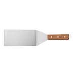 image of CAC China TNRW-ST84 Stainless Steel Turner, 8" Blade, Wooden Handle, Professional Kitchen Utensil