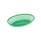 image of CAC China TTFB-09GN - Oval Fast Food Basket, 9" Green Polypropylene, 9-1/4" Length - 1 Dozen