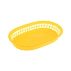 image of CAC China TTFB-10YL Fast Food Basket, 10" Oblong Polypropylene Tray, Yellow Color - 1 Dozen