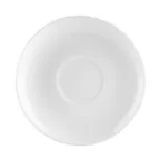 image of CAC China UVS-36 Porcelain Saucer, 4.5" Dia x 0.75" H, Super White, Dishwasher Safe - 1 Dozen
