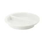 image of CAC China BF-R17 Food Pan, 15-3/8" Dia x 2-1/2" H, 2‑Compartment Porcelain, Oven Microwave Safe